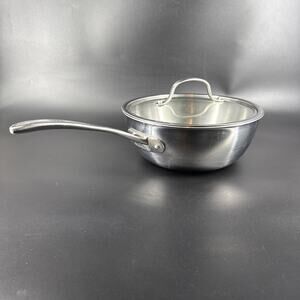 Calphalon 9” Stainless Steel 3 Qt Pan with Glass Lid Sauté Rounded Bottom